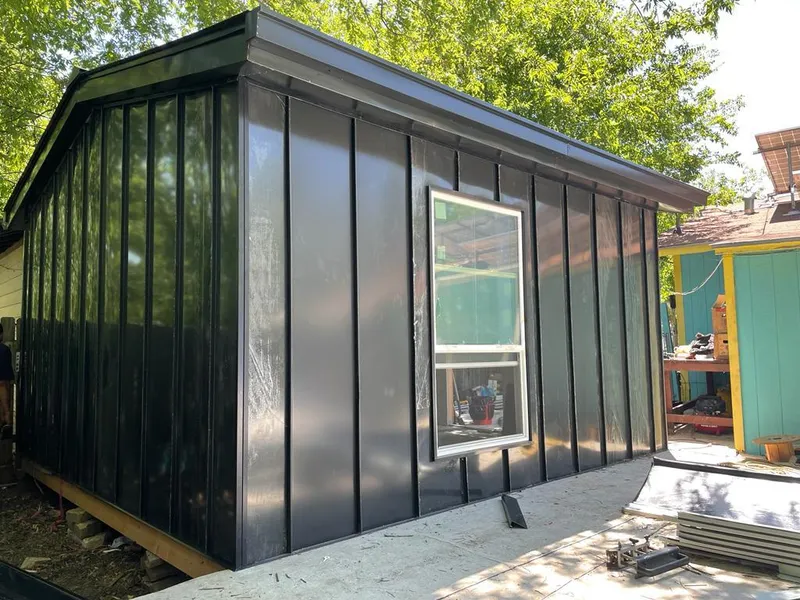 Black standing seam metal wall panels for Metal Roof Installation in Connersville